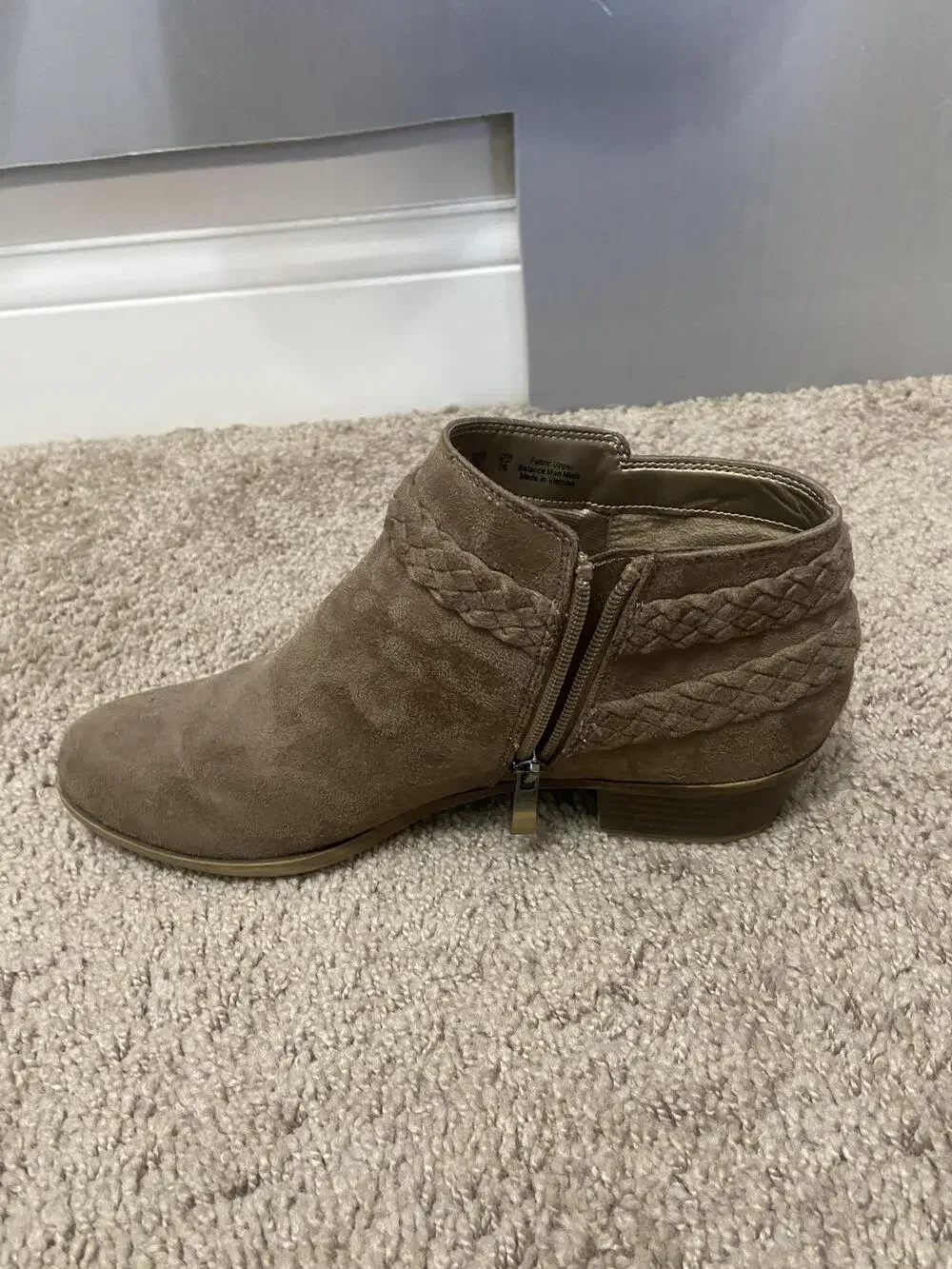LifeStride Adriana Booties Womens Size 9 Brown Faux Suede Ankle Zip Comfort